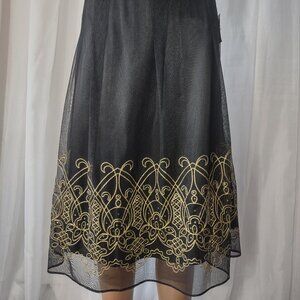 Apostrophe Black skirt with gold beading and embroidery size 10